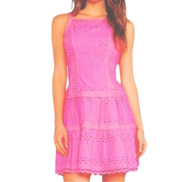 Nanette Lepore Dresses & Skirts - NANETTE LEPORE Hot Pink Cotton Eyelet Sundress Size 12 — GORGEOUS FEMININITY!!!
